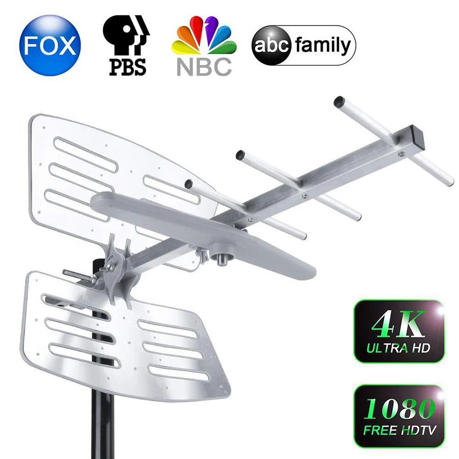 

TV Antena Outdoor 120 Miles Range Amplified Digital HDTV Antenna Mount Pole & 33 Feet Coaxial Cable TV Antenna With Amplifier