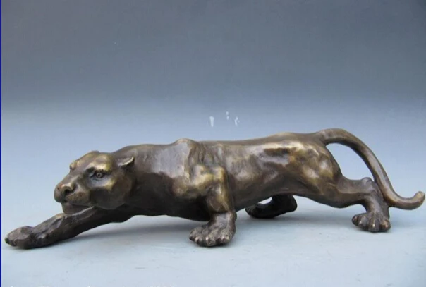 

Collectible bronze lion statue S1094 Chinese Refined Art Pure Bronze Copper animal leopard panther Cheetah Statues (B0413)