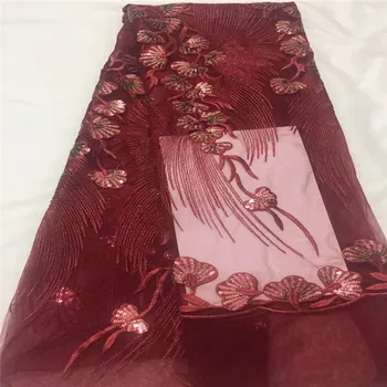 

New Design Sequins Lace Fabric 2018 Fashion African Lace Fabric Tulle With Sequins African French Lace Fabric High Quality