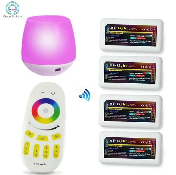 

DC12V 24V Mi Light WiFi Led Controller + RF Touch Remote+4pcs 2.4G 4 Zone RGBW Controller for 5050 RGBW/RGBWW Led Strip