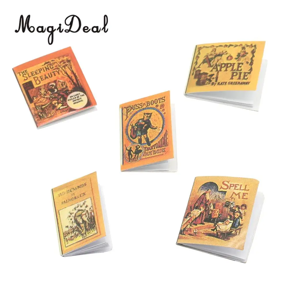 1/12 Dollhouse Miniature Accessories 5pcs Page-turning Books Model Rooms Life Scenes Decor