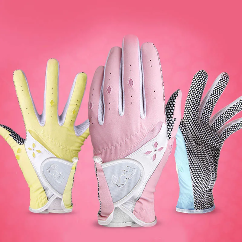 Wholesale Soft Fabric PU Breathable Golf Gloves with Anti-skid Belt for Women Outdoor Golf Training Hand Protection Accessories Wholesale Soft Fabric PU Breathable Golf Gloves with Anti-skid Belt for Women Outdoor Golf Training Hand Protection Accessories