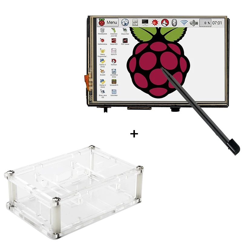 Raspberry Pi 3 2 Модель B 3," сенсорный экран ЖК-дисплей монитор с прозрачным акриловым Чехол Стилус