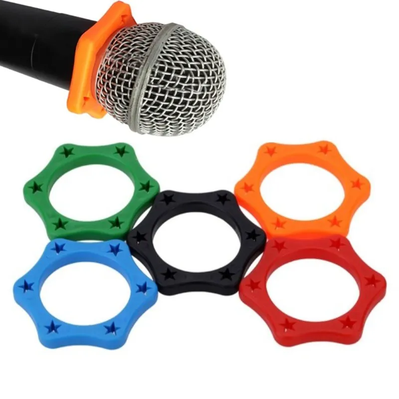 8 Set Shakeproof Anti-Rolling Wireless Handheld Microphone Silicone Ring Colorful Microphone Foam Windscreen Covers for KTV Recording Studio Performance Speech Interview 