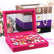 Petits anneaux Bijoux Emballage et Affichage boîte à bijoux couvercle en verre de stockage des anneaux goujon boîte de boucle d’oreille boucles d’oreilles bijoux titulaire rack
