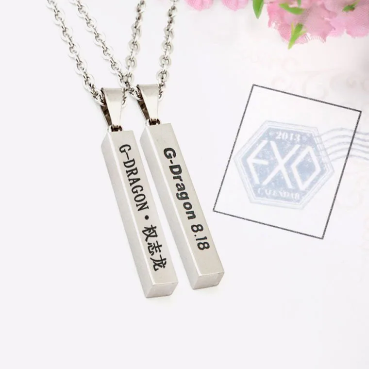 

Kpop 2018 new Bigbang Star ornaments G-Dragon Korea style Necklace titanium steel bars k-pop GD Trendy Jewelry Pendant Necklace