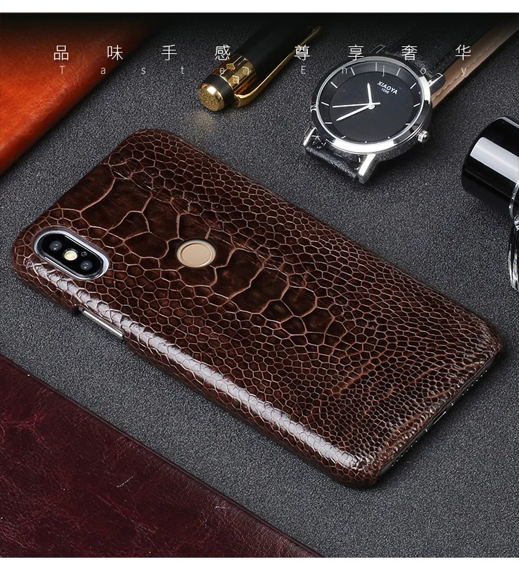 Case do Telefone para Xiao Case para o Vermelho pé de Avestruz Genuíno Pele a1 a2 Lite Max 2 X2s Nota 5 4 4x5 5a Mais Capa mi 6 8 4 Cheap Meia-embrulhado Casos