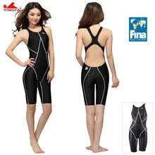 Yingfa FINA утвержден цельный конкурс длина до колена водонепроницаемый хлор устойчивый женский купальник sharkskin купальник