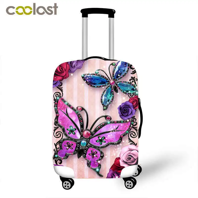 

Butterfly Pink Suitcase Protective Covers for Girls Ladies 18-32 Inch Luggage Cover Elastic Trip Case Cover Travel Accessories