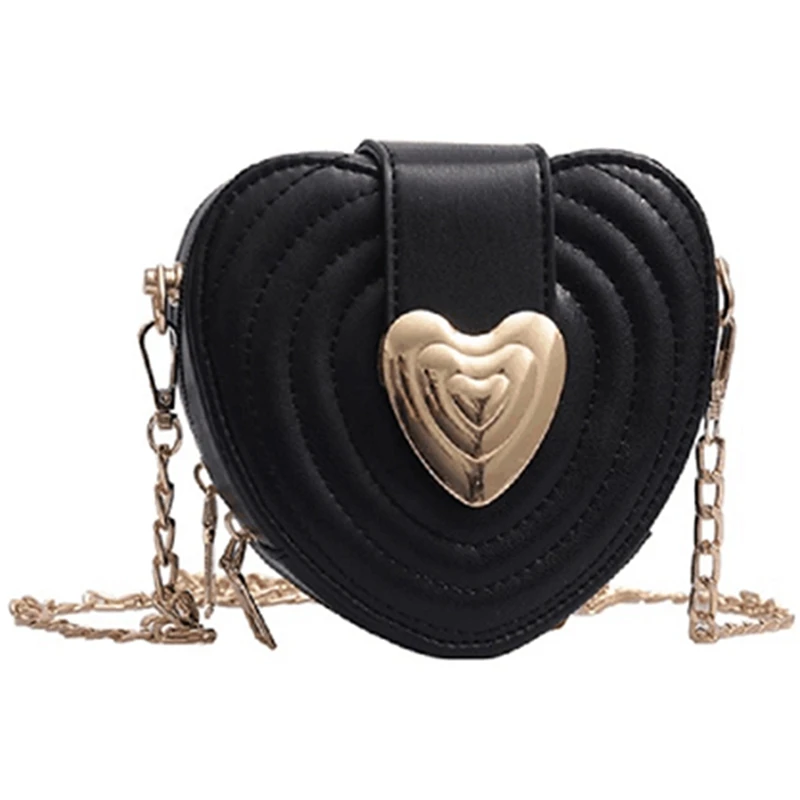 

ABDB-Sweet Heart-Shaped Bag Fashion Pu Leather Women'S Handbag Mini Shoulder Messenger Bag