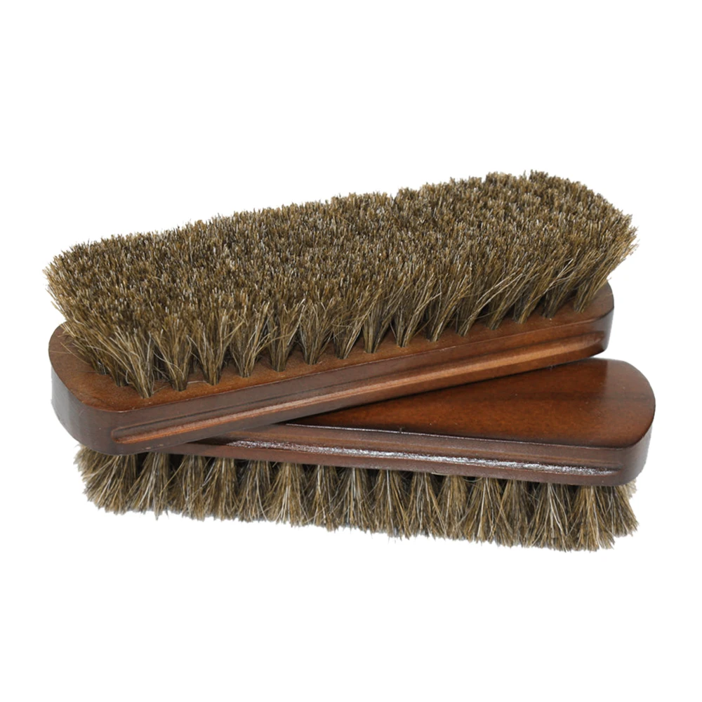 1Pc Horsehair Shoe Brush Shine Brushes scraping tool with Horse Hair Bristles for Boots Shoes & Other Leather Care Brush