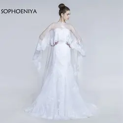 Модное свадебное платье Vestido de noiva с круглым вырезом и кружевной аппликацией, свадебные платья Русалочки, большие размеры