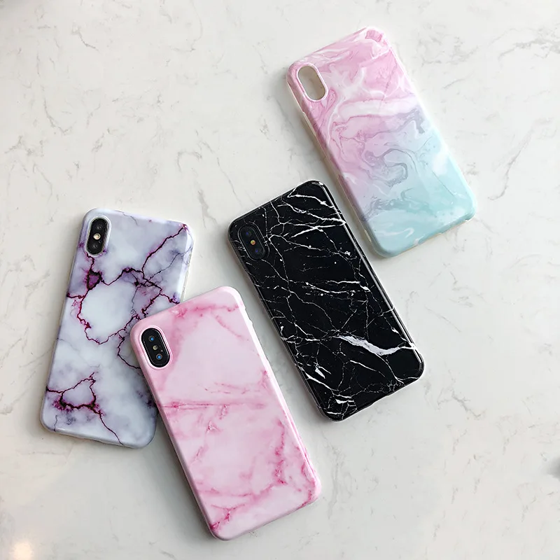 

Glossy Marble Case For iPhone 7 X 6 6s 8 Plus Purple Pink Marble Texture Pattern Soft TPU Cover Silicon Fundas For iPhone X Case