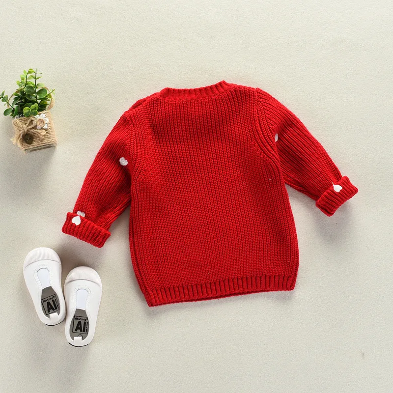 Baby Girl Christmas Girls Sweater White Red Heart Pattern Knit Clothes For Toddler Kids Girl Autumn Cotton Warm Winter Sweaters  (9)