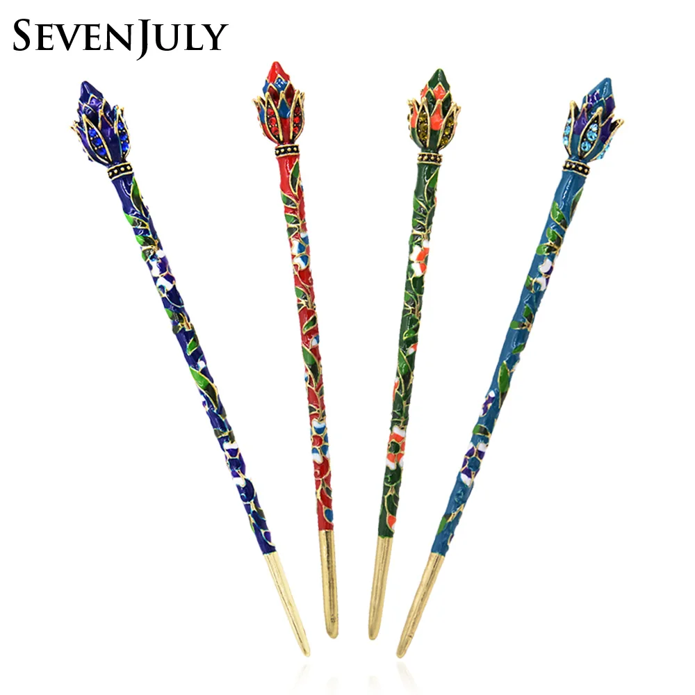 Enamel Lotus Flower Hair Stick Women Hair Accessory Headwear Fashion