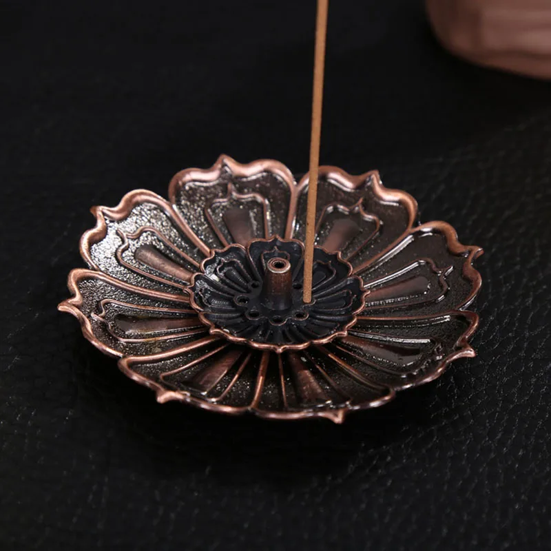 Zinc Alloy Incense Burner Flower Shape moke Backflow Ceramic Sticks