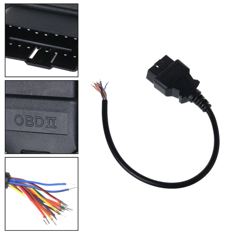 

OBD2 16Pin Male Plug Adapter Opening Cable Connector For ELM327 Extension Auto