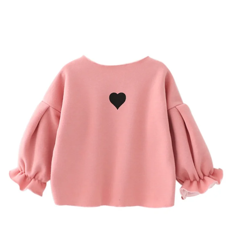 

Kids Baby Girls T-shirt Clothes Velvet Fleece Cotton Clothes Long Sleeve O-neck Heart Thick Autumn Winter Toddler Girls Shirt