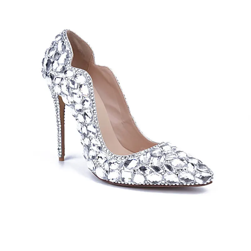

Women Pumps Wedding Shoes fashion spring Rhinestone 10.5CM Thin High Heels Bling Party Rhinestone Shoes banquet
