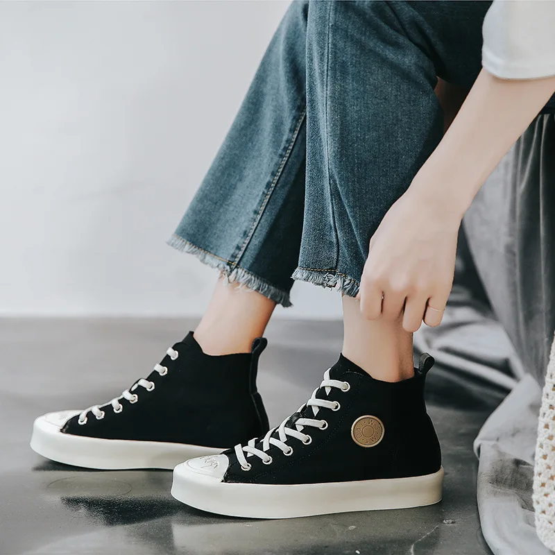 Marderee 2019 High Help Shoes Woman Women Candy Color Girls Shoe Flat Bottom Lovers Canvas Sneakers Tenis Feminino