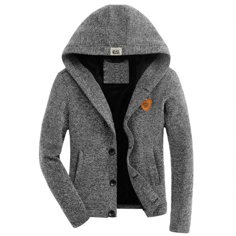 Мужской осенний и зимний толстый кардиган, куртка из плотного бархата, одноцветная куртка - Цвет: Gray