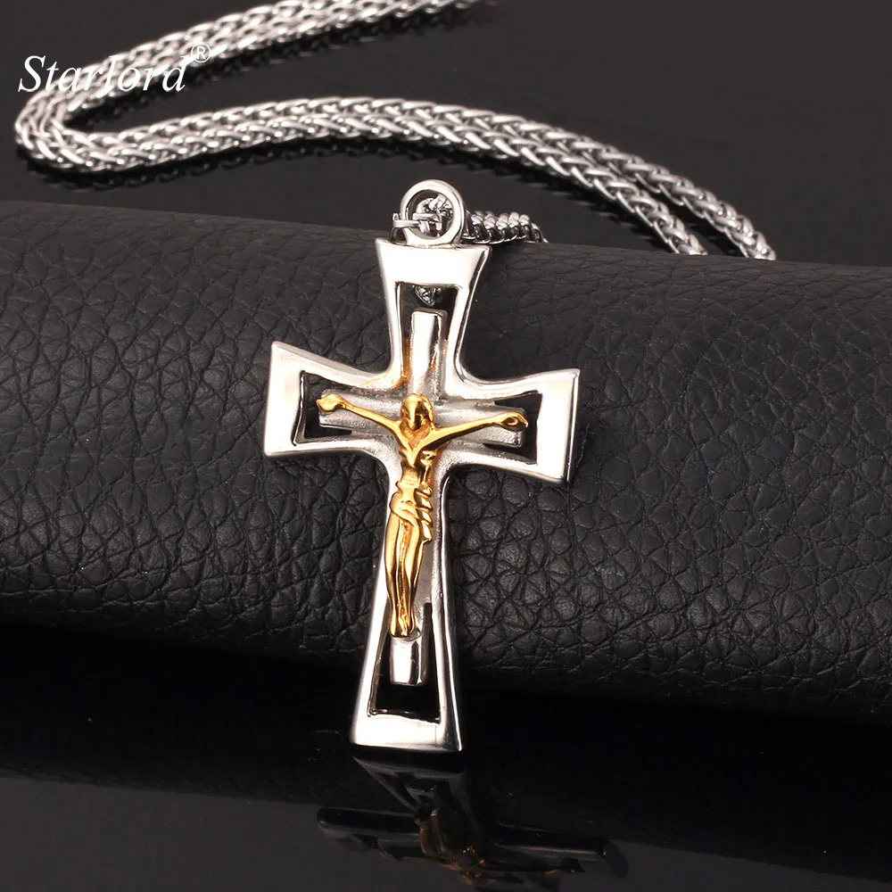 Cross Pendant Necklace Women Men Christian Jewelry Gift Fashion Gold