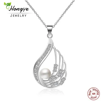 

Hongye 2020 New Design Natural Freshwater Pearl with 925 Sterling Silver Pendant Necklace Jewelry Swan Shape Elegant for Women