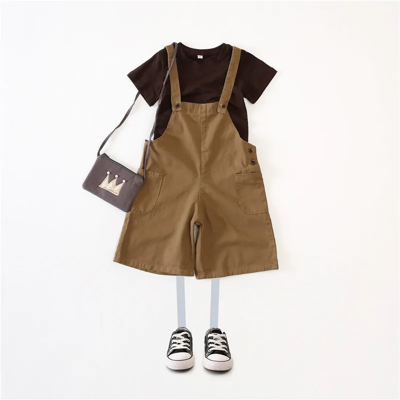 

baby girl summer outfits set 2019 cotton children tracksuit short sleeve tshirt+overalls pants kids girls clothing set clothes