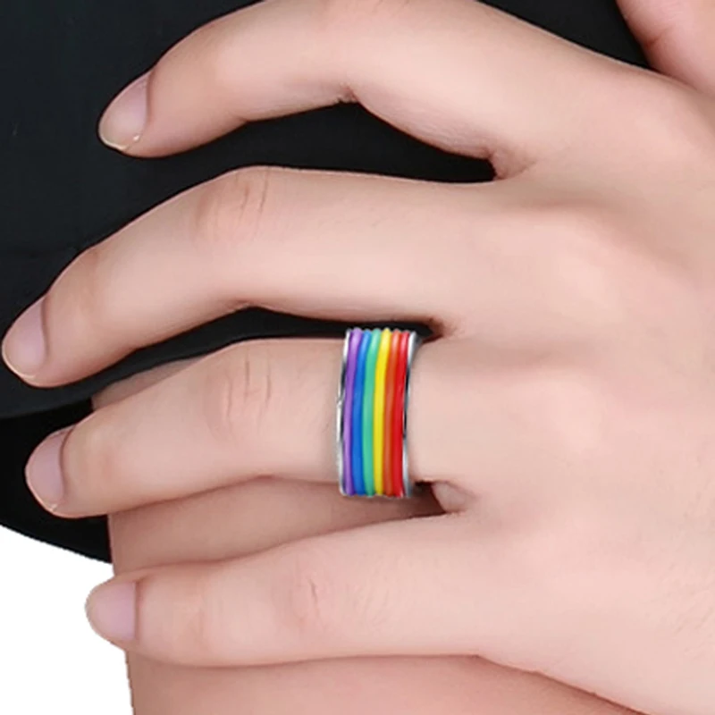 Мужские Женские радужные красочные LGBT Pulsera кольцо из нержавеющей стали обручальное кольцо Lebian& Gay кольца Прямая поставка