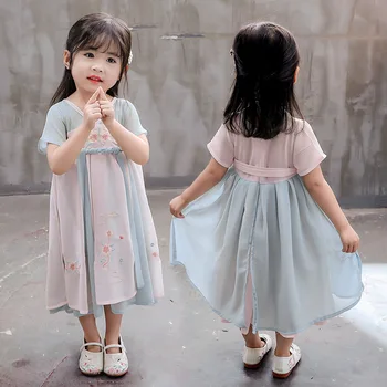 

Chinese Hanfu Girls Dress New Summer Tang Dynasty Suit China Children'S Clothing Folk National Costumes Princess Dress DQS1965