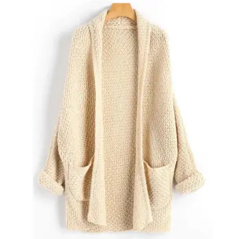

Sweater New Womens Long Sleeve Solid 2018 New Brand Pockets Solid Casual Oversized Jumpers Sweater Tops