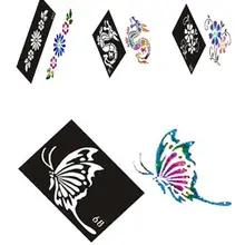 500 Смешанные листы для дизайна трафареты для покраски тела блеск набор для Временной Татуировки