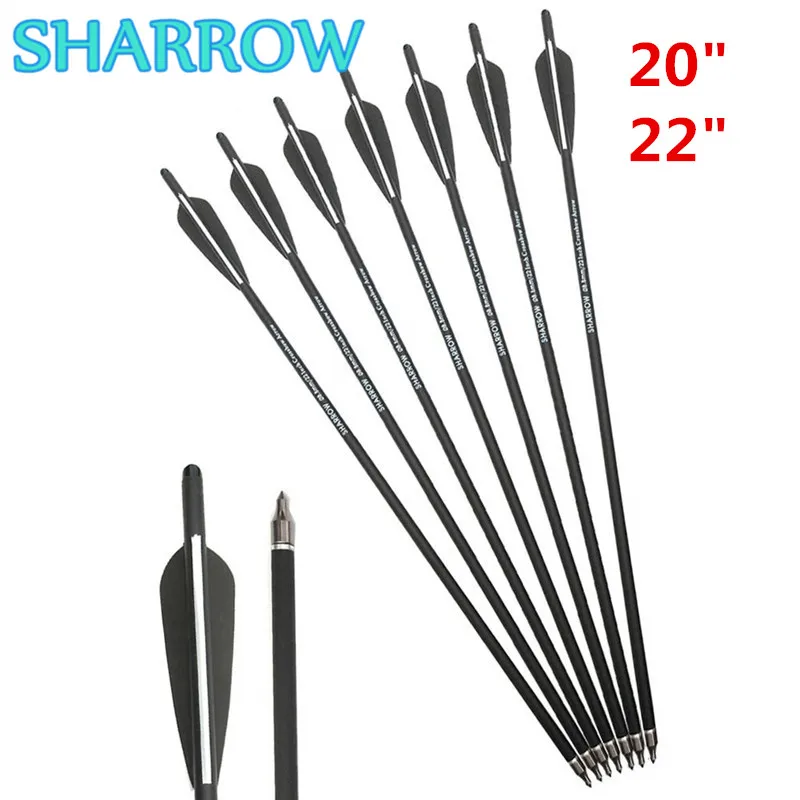 12/24Pcs 20" 22" Crossbow Carbon Arrows Bolts Target Hunting Tips Broadhead 4" Vanes For Training Shooting Archery Accessories|Darts| - AliExpress