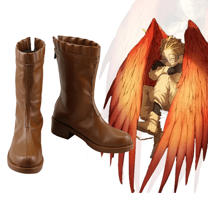 Обувь для косплея My Hero Academy; Boku No Hero Akademia Hawks; цвет коричневый; ботинки для косплея на Хэллоуин; аксессуары для костюмированной вечеринки