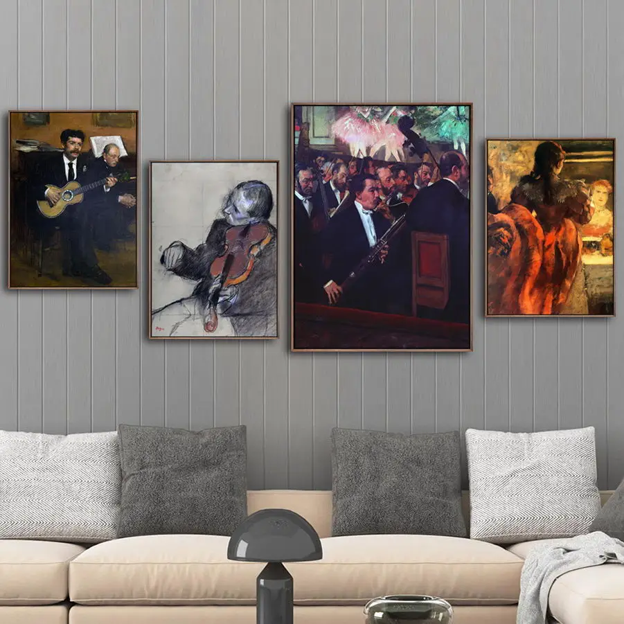 

Home Decoration Print Canvas Art Wall Pictures for Living Room Poster Paitings French Edgar Degas Opera Orchestra