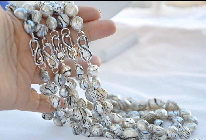 

Free shipping@@@@@ A>OH wholesale 17" 14mm gray striae baroque freshwater pearl necklace 5pcs z5779 a