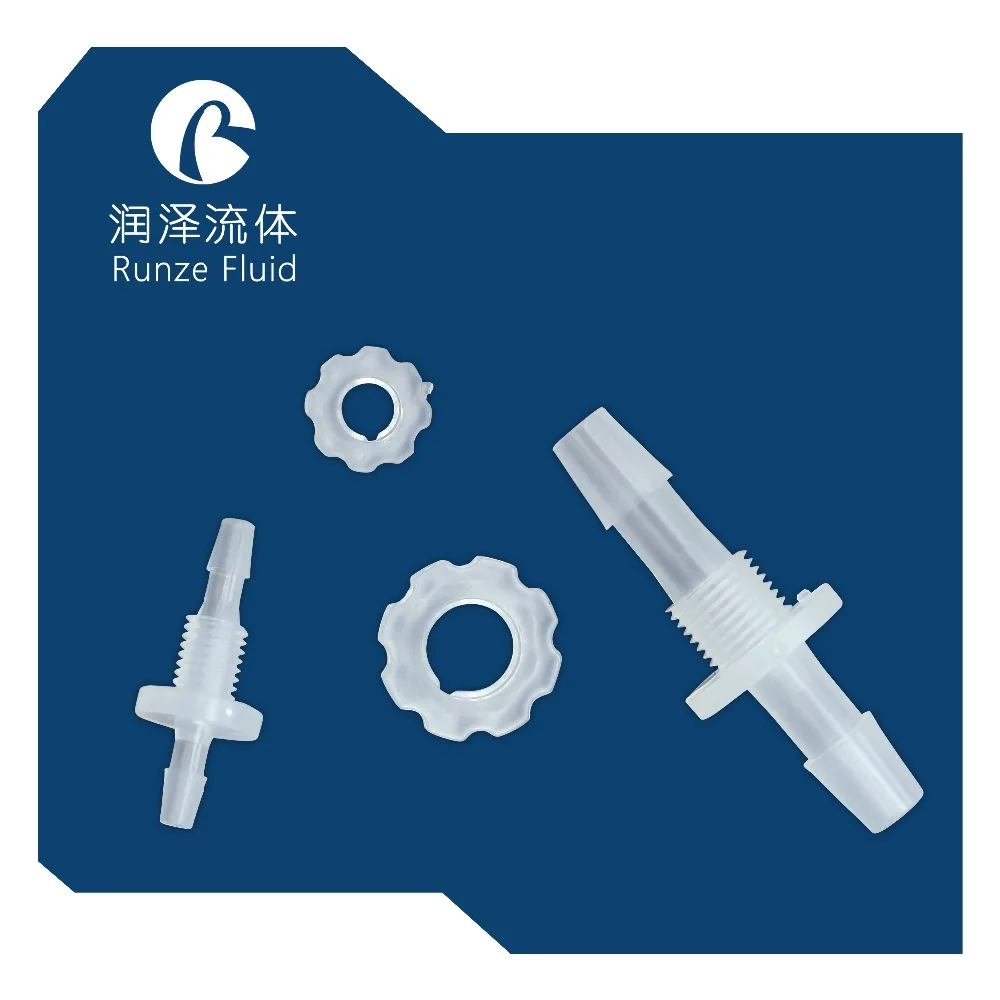 

1/4 Plastic Bulkhead Fitting Barbed with 1/4-28UNF Nut for Flexible Tube