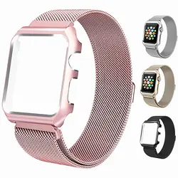 Milanese Loop часы браслет ремень с металлический корпус Замена для Apple Watch Series 3/2/1 для iwatch ремешок для часов