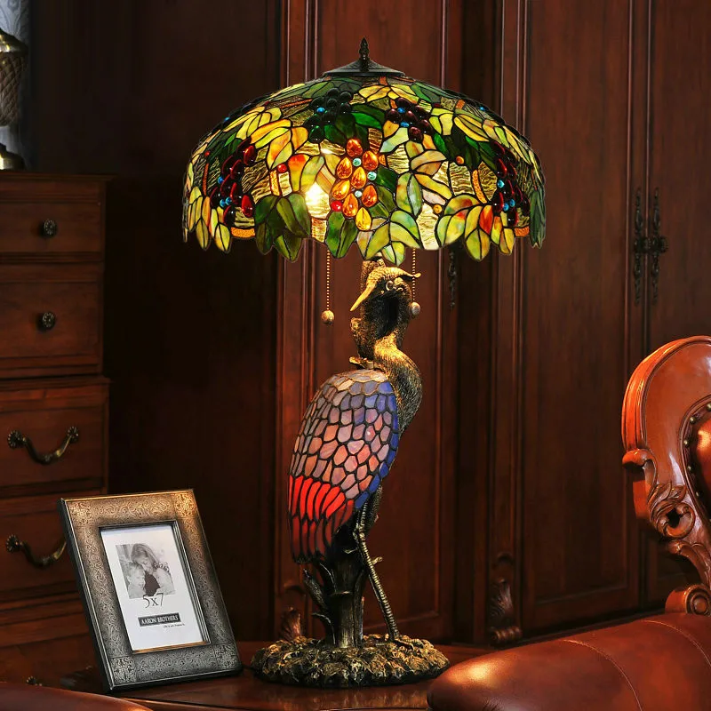 Настольная лампа Tiffanylamp роскошная витражная птица высокий Настольный светильник