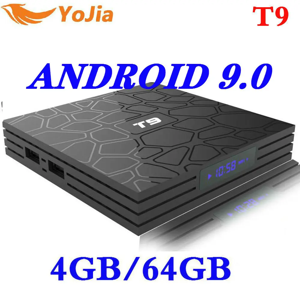 أحدث 4 GB RAM 64 GB ROM الروبوت 9.0 التلفزيون مربع T9 RK3328 رباعية النواة 4G/32G USB 3.0 الذكية 4 K مجموعة أعلى مربع الروبوت 8.1 2.4G/5G المزدوج واي فاي