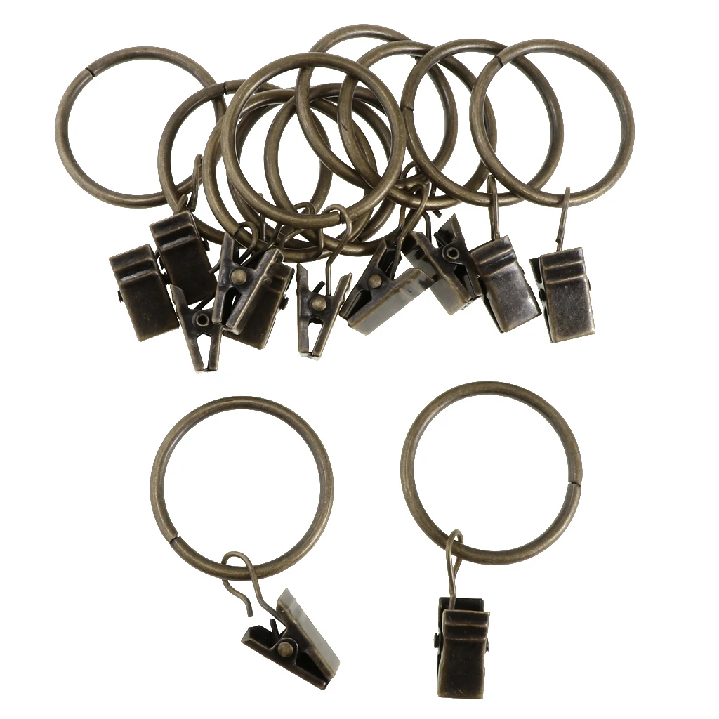 Drapery Curtain Clips with Rings Set of 12 Rings Curtains Eyelets Hooks