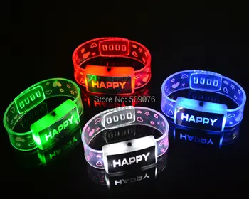 

Free shipping 24PCS/lot make LOGO LED Flash Blinking Party Bracelet Bangle glow bracelets for christmas supplies