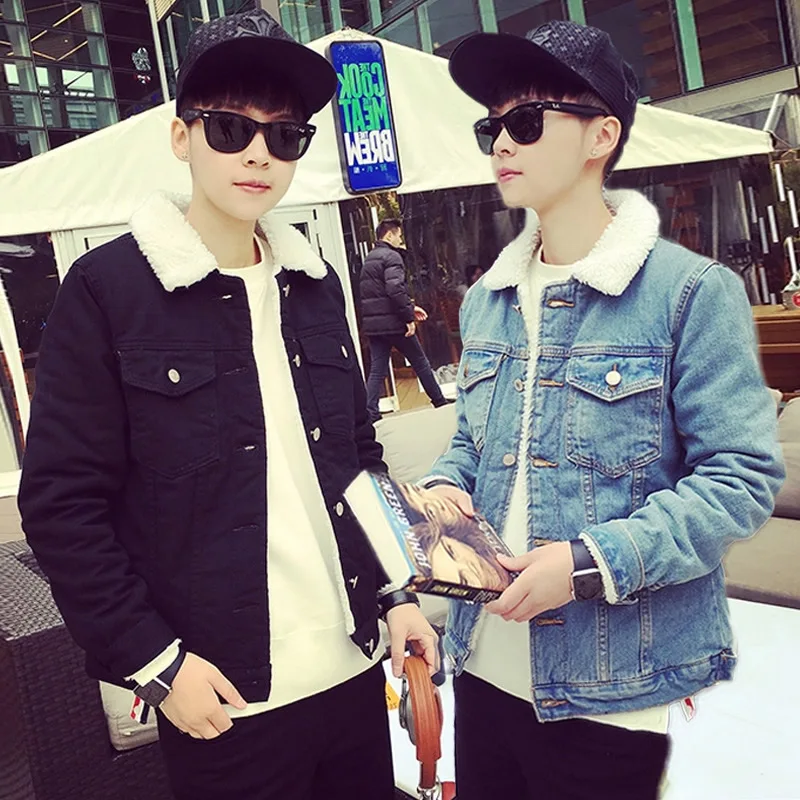 New Fashion Warm Fleece Denim Jacket Men 2018 Winter Slim Fit Streetwear Blue Black Jean Jacket Casual Outwear Male Cowboy Coat New Fashion Warm Fleece Denim Jacket Men 2018 Winter Slim Fit Streetwear Blue Black Jean Jacket Casual Outwear Male Cowboy Coat