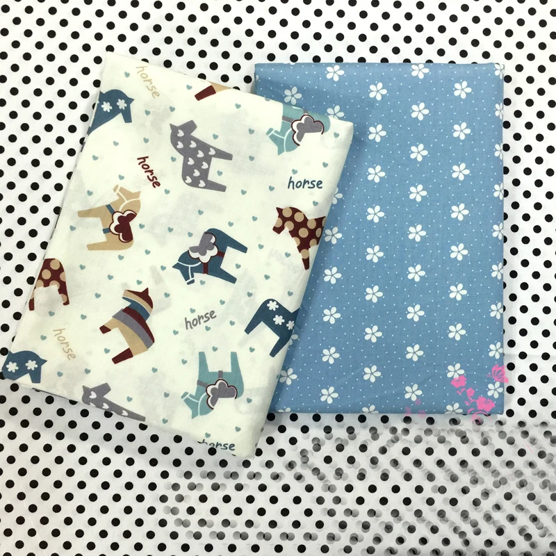 Ткань из хлопка с принтом мультяшной лошади для шитья, лоскутного шитья, детское постельное тильда, ткань для куклы Tissus, Текстиль