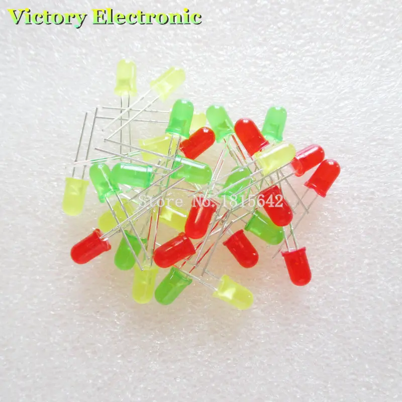 

30PCS/Lot 5MM LED Kit Round Mixed Color Light Emitting Diode Set Red Green Yellow 3Kinds Wholesale