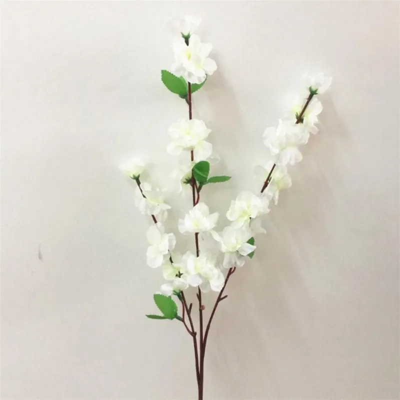 Plum Artificial Flower White Peach Blossom Branch Silk
