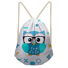 THIKIN/сумки на плечо с карманами для девочек с милыми рисунками совы, Детская сумка на шнурке, сумка-мяч, Pocketsv, на заказ, полиэстер