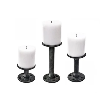 

1PC Industrial Iron Pipe Metal Candle Holder Candlestick Stand Romantic Wedding Dinner Home Decoration Pillar Holder Z59