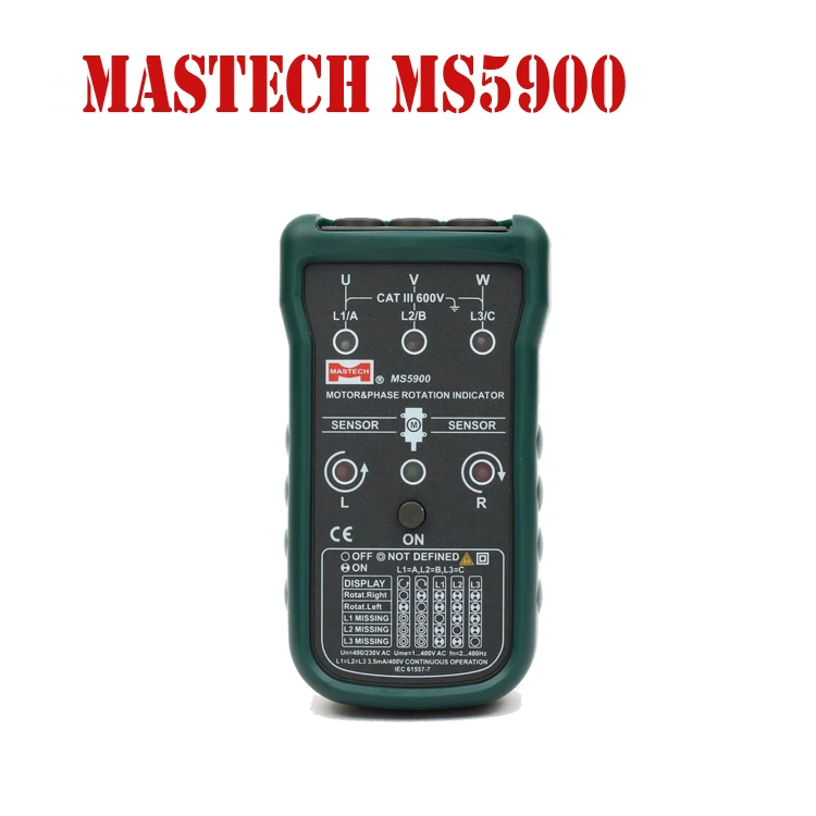 

Mastech MS5900 3 Motor Meter Sequence Tester Digital Tecrep Non-contact Rotary Field Indicator LCD Handheld Portable Multimetro