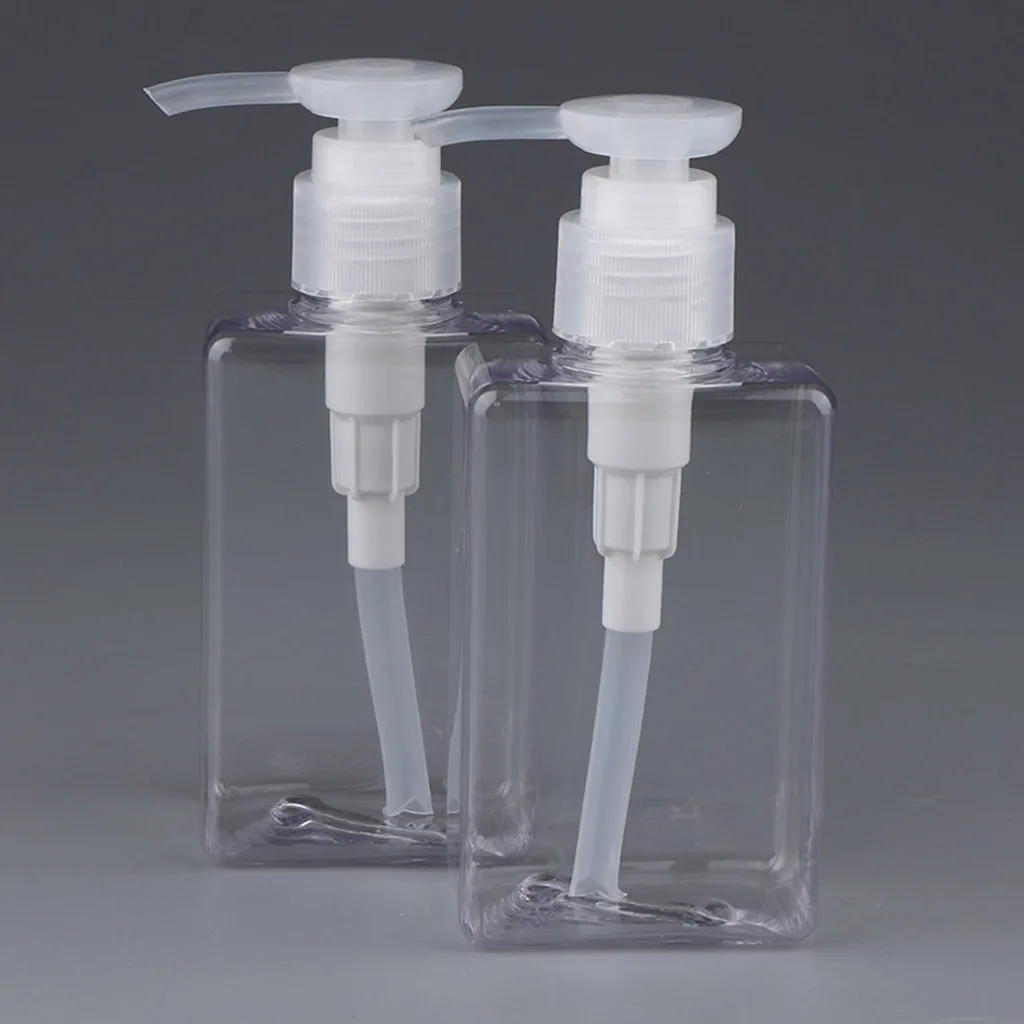 2Pcs Empty PET Shampoo Conditioner Shower Gel Pump Bottles Travel Refillable Containers 100ml